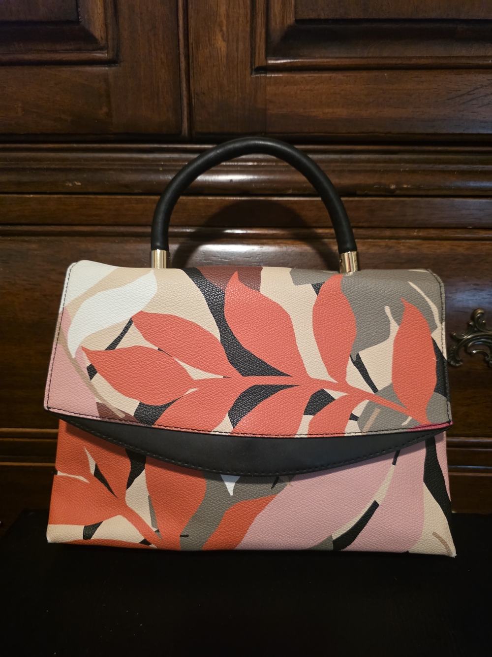a new day Coral and Pink Floral-Print Top-Handle Shoulder Bag